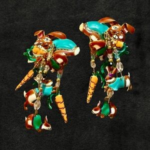 Lunch At The Ritz "Hasenpfeffer" Bunny Enamel Earrings